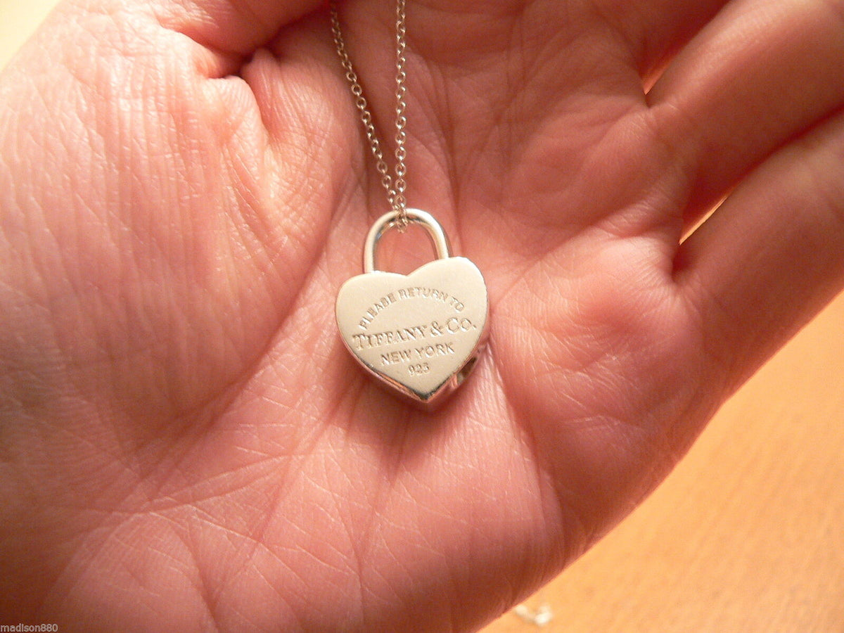 Return to Tiffany & Co Heart Padlock Lock Pendant Necklace