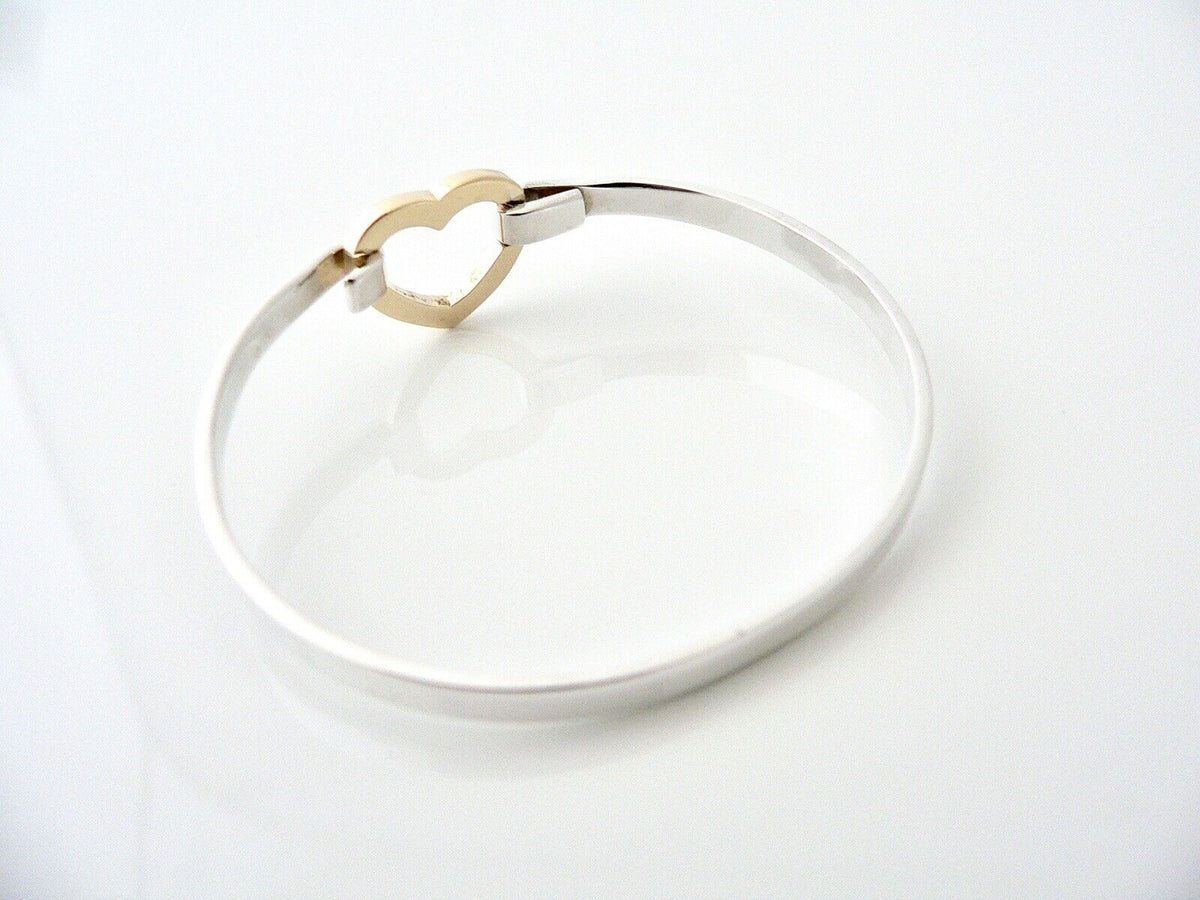 Sterling Silver Diamond Heart Bangle Bracelet Cuff Expandable Stackable  Fancy Hook Clasp Love: 16592306503731