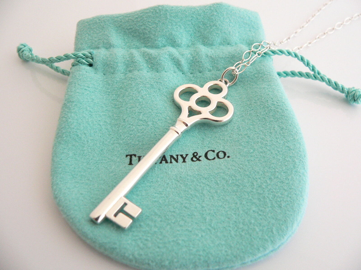 Tiffany Co Silver Crown Key Necklace Pendant 24 OR 30 Inch 