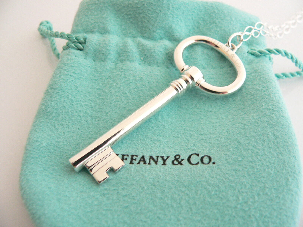 Tiffany sterling silver key on sale necklace