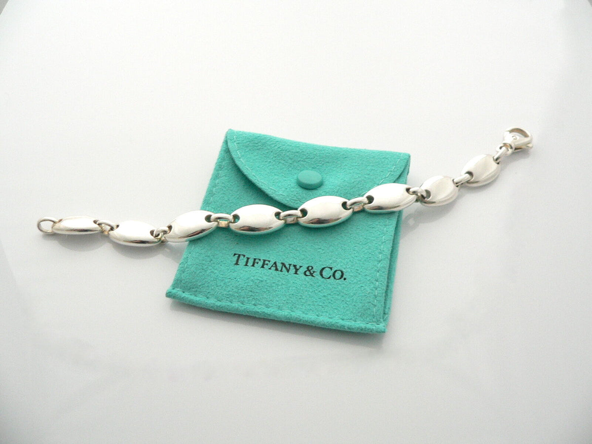 Tiffany & Co Silver Pebble Bracelet Bangle Rare Link Chain 7.5 Inches Gift