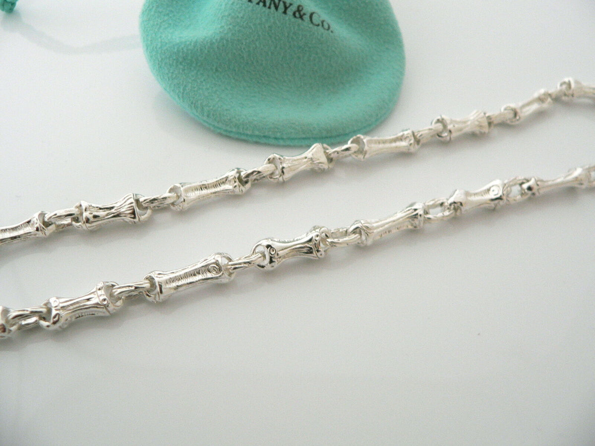 Tiffany & Co Bamboo Necklace Link Pendant Silver Nature Chain Gift Pouch  Love