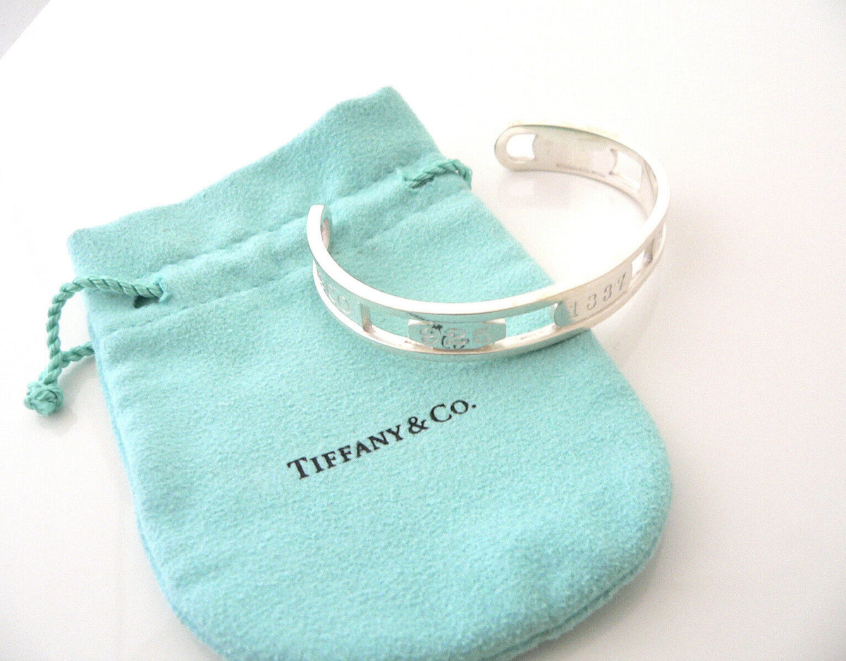 Tiffany & Co Silver 1837 Cross Bracelet Bangle Charm Clasp Gift Pouch Love Rare