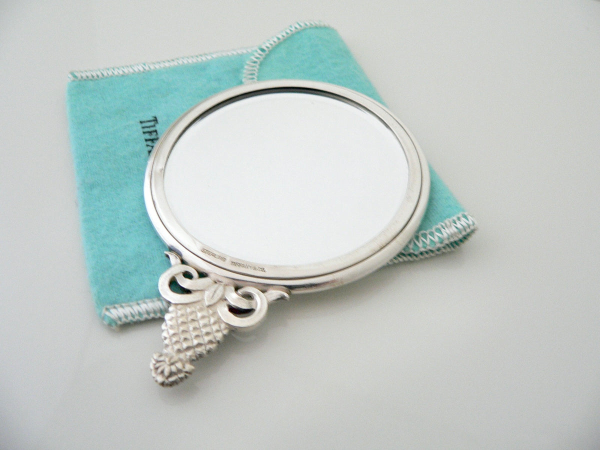 Vintage Tiffany & Co Sterling Silver Round Purse Mirror with Monogram -  Ruby Lane