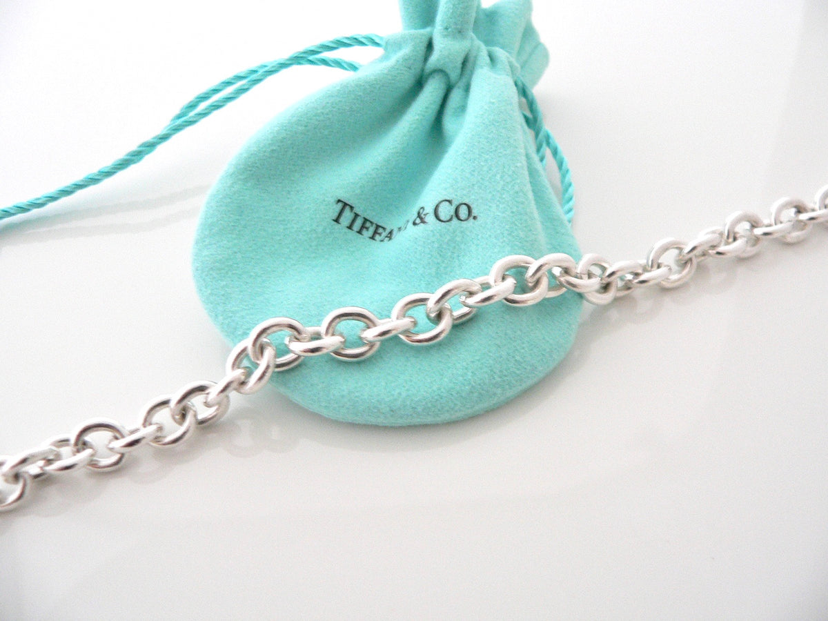 Tiffany & Co Silver Atlas Charm Toggle Circle Necklace Pendant Link Chain  Gift