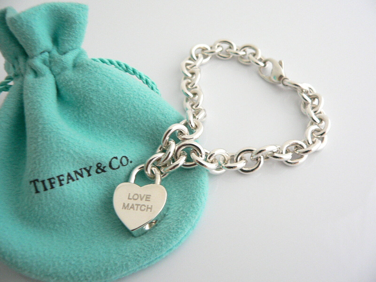 Tiffany and Co Silver Love Match Heart Padlock Pendant Charm 