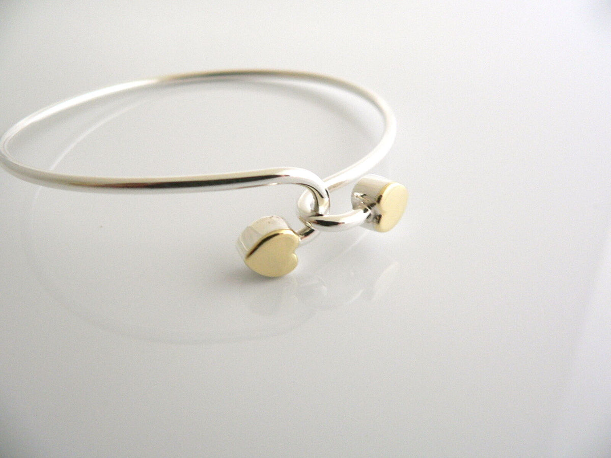 Tiffany & Co Hook & Eye Bangle Silver 18K Gold Loop Love Bracelet