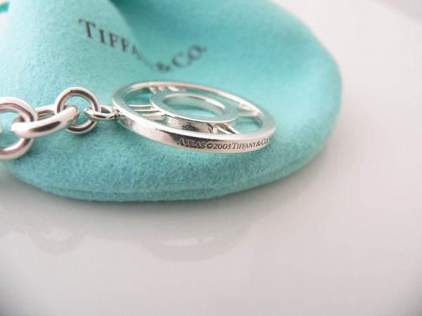 Tiffany & Co Silver Atlas Charm Toggle Circle Necklace Pendant Link Chain Gift