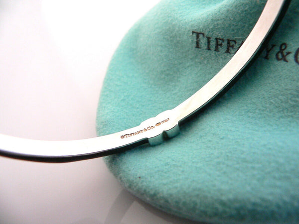 Tiffany & Co Silver Black Enamel Signature X Bangle Bracelet Rare Gift Love Pouch