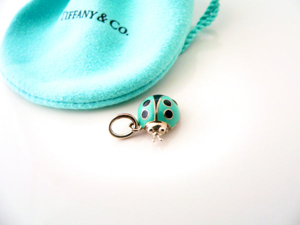 Tiffany & Co Ladybug Charm Beetle Pendant Silver Blue Enamel 4 Necklace Bracelet