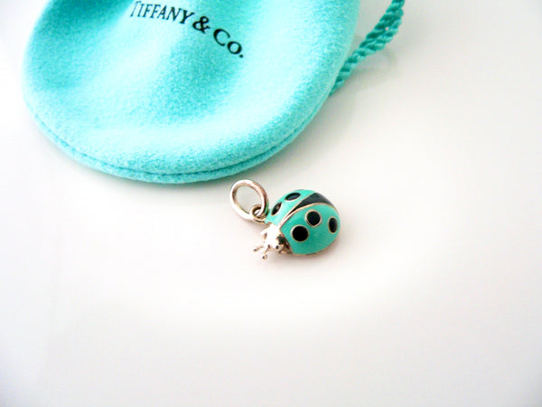 Tiffany & Co Ladybug Charm Beetle Pendant Silver Blue Enamel 4 Necklace Bracelet