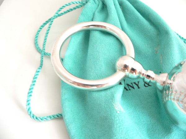 Tiffany & Co Silver Baseball Baby Rattle Teether Rare Sports Heirloom Gift Pouch