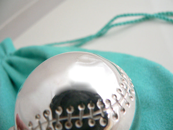 Tiffany & Co Silver Baseball Baby Rattle Teether Rare Sports Heirloom Gift Pouch