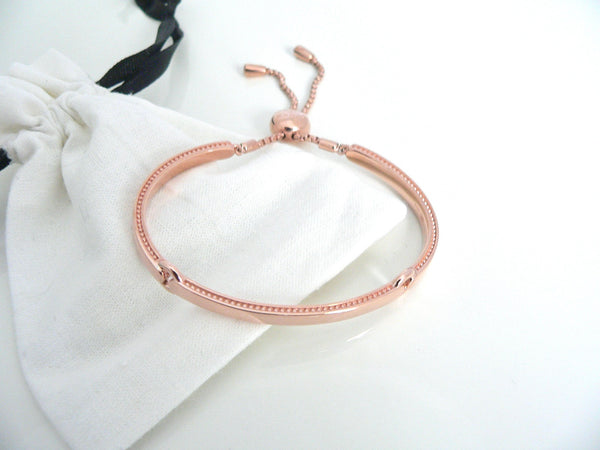 Links of London Rose Gold Vermeil Articulated Narrative Bracelet Bangle Adjustable Length MINT Never Used