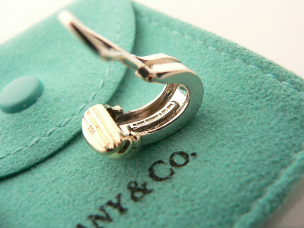 Tiffany & Co Silver 18K Gold Atlas Loop Hoop Clip On Earrings Gift Pouch Love