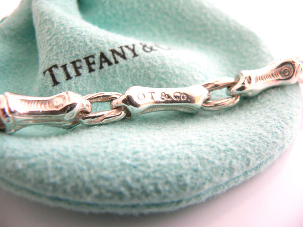 Tiffany & Co Silver Nature Bamboo Link Charm Necklace 19 Inch 