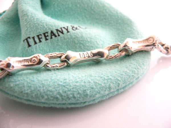 Tiffany & Co Silver Nature Bamboo Link Charm Necklace 19 Inch Chain Longer Gift