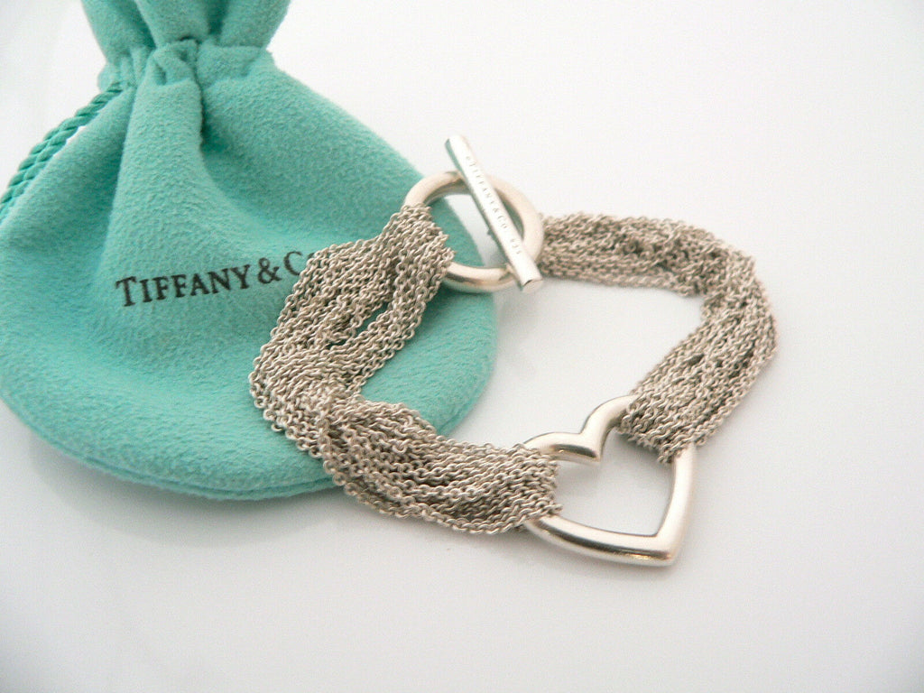 Tiffany & Co Silver Peretti Open Heart Mesh Bracelet Bangle Gift