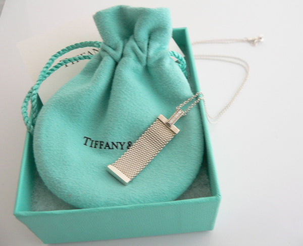 Tiffany & Co Silver Diamond Mesh Dangling Dangle Necklace Pendant Gift Love Rare