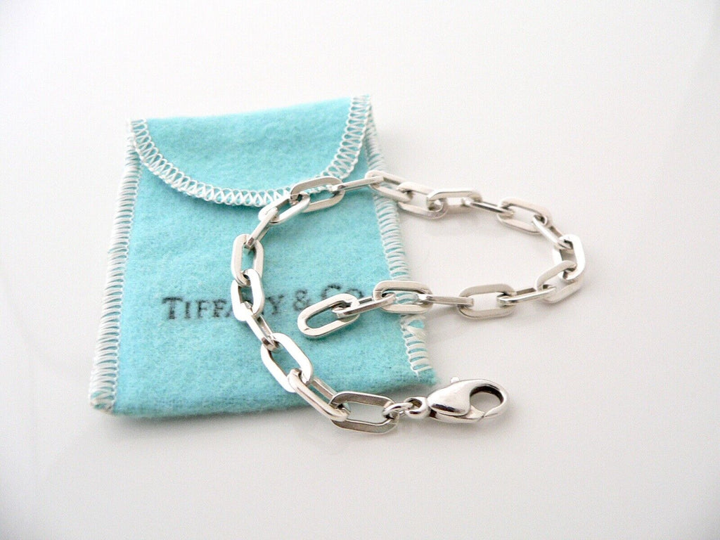 Tiffany & Co Silver Clasp Link Bracelet Charm Bangle Chain Gift Pouch Love