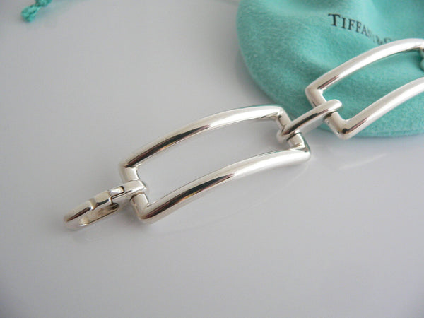 Tiffany & Co Silver Rectangle Link Bracelet Bangle Chain Gift Pouch Love Classic