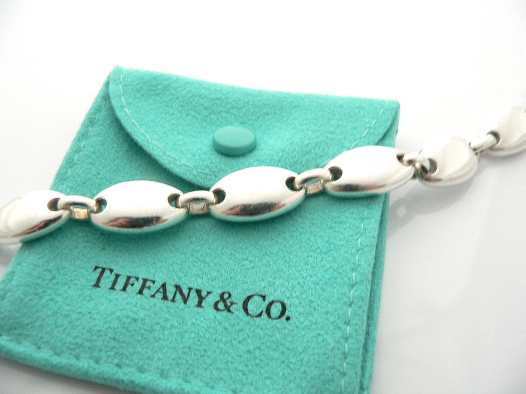Tiffany & Co Heart Bracelet 7.75" Plain Engravable Chunky Bracelet  Silver Pouch