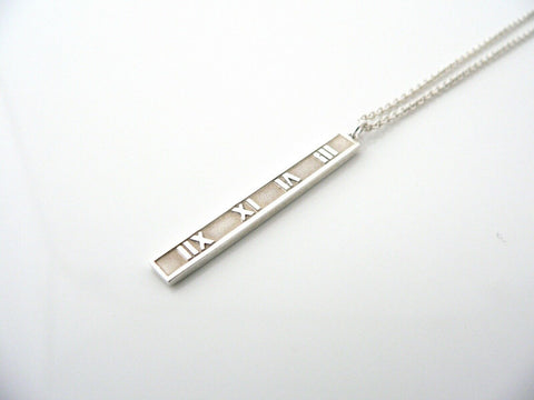 Tiffany & Co Atlas Bar Necklace Pendant Charm Chain Silver Gift Love T and Co