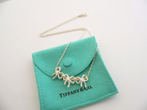 Tiffany & Co Silver 18K Gold Triple Ribbon Bow Necklace Pendant 19 In Gift Pouch