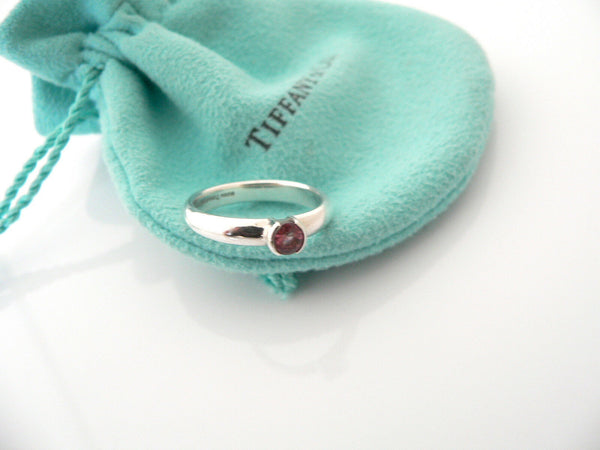 Tiffany & Co Silver Pink Tourmaline Ring Gemstone Band Sz 6.25 Gift Stacking