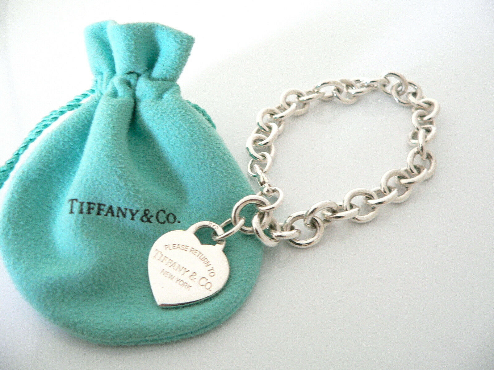 Tiffany & Co. - Engravable Heart Charm Bracelet 7.5