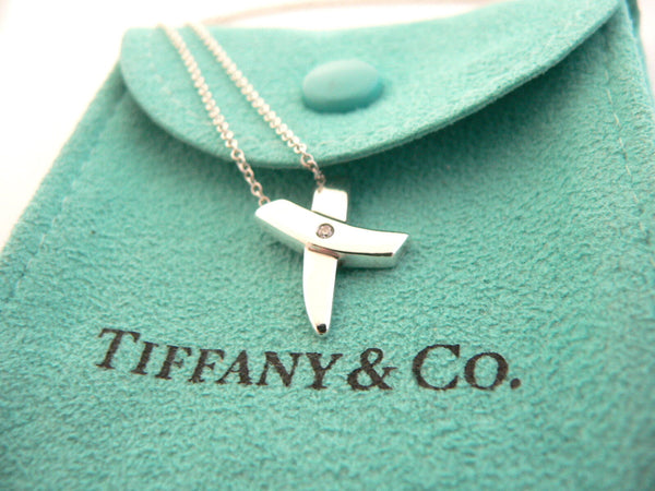 Tiffany & Co Diamond Kiss Necklace Picasso X Pendant Charm 17 In Love Gift Pouch