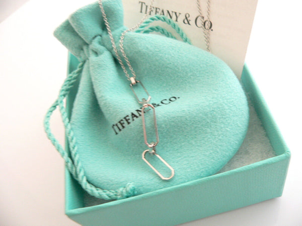 Tiffany & Co 18K Gold Paper Clip Necklace Pendant Charm Gift Pouch Love Dangling