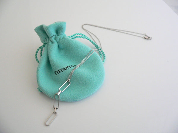 Tiffany & Co 18K Gold Paper Clip Necklace Pendant Charm Gift Pouch Love Dangling