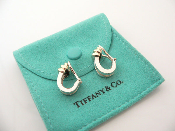 Tiffany & Co Silver 18K Gold Atlas Loop Hoop Clip On Earrings Gift Pouch Love