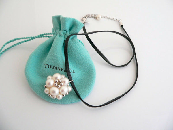 Iridesse Tiffany & Co Silver Pearl Cluster Necklace Pendant Extendable Gift Love