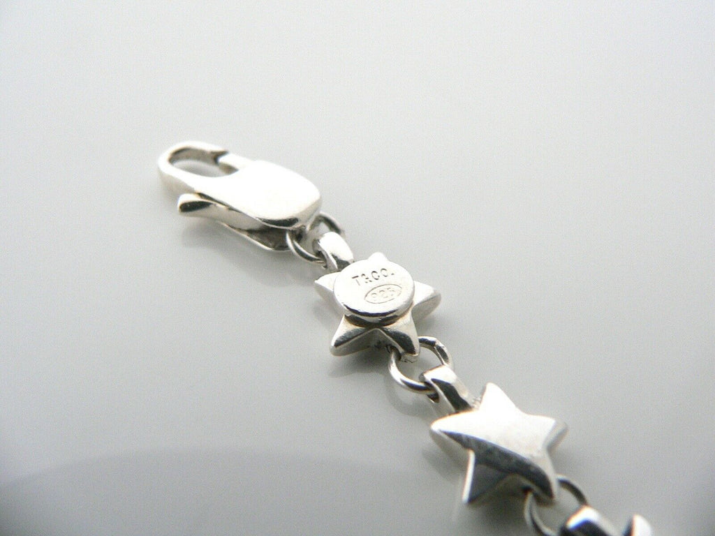 Tiffany & Co Silver Stars Link Bracelet Bangle 7.5 In Chain Longer