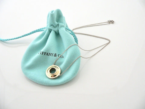 Tiffany & Co Silver 18K Gold Picasso Magic Disc Necklace Pendant Gift Pouch Love 17 Inch Chain Longer Length