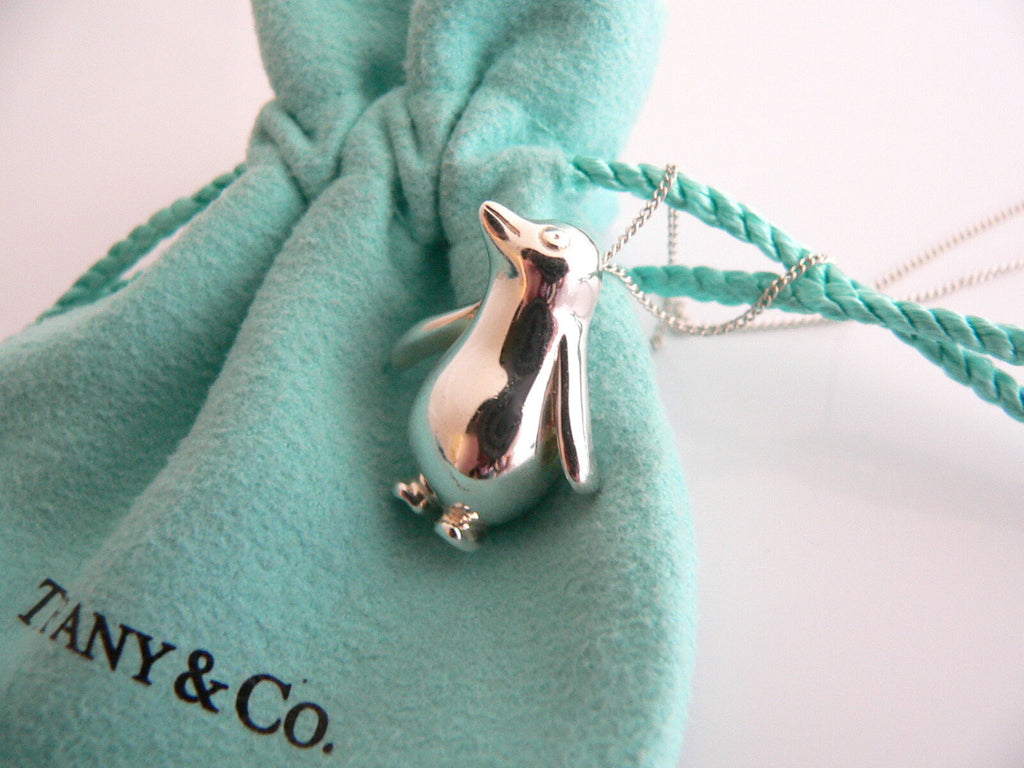 Tiffany & Co Silver Nature Penguin Bird Necklace Pendant Charm