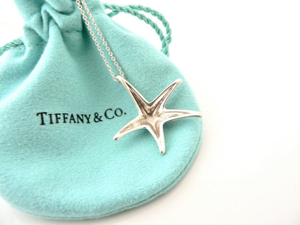 Tiffany & Co Starfish Necklace Large Chain Silver Rare Pouch Gift Ocean Sea Love