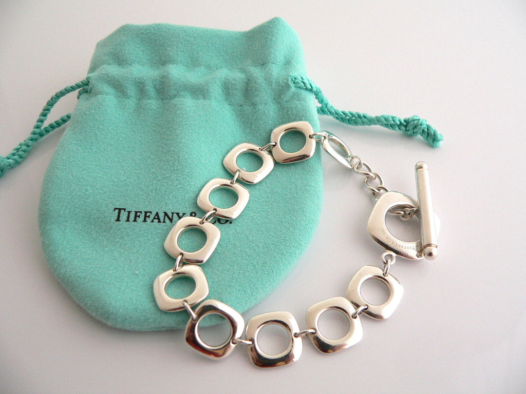 Tiffany & Co Silver Cushion Square Toggle Link Bracelet Bangle