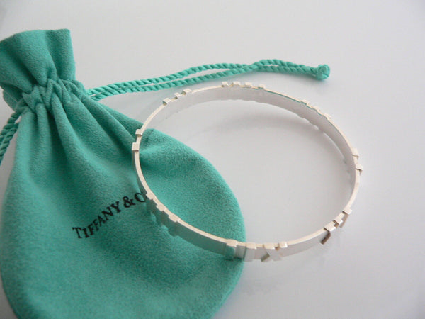 Tiffany & Co Atlas Bangle Bracelet Silver Love Gift Pouch Matte Roman Numeral