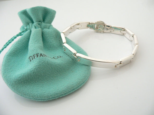 Tiffany & Co Silver Rectangle ID Link Bracelet Bangle Gift Pouch Personalize