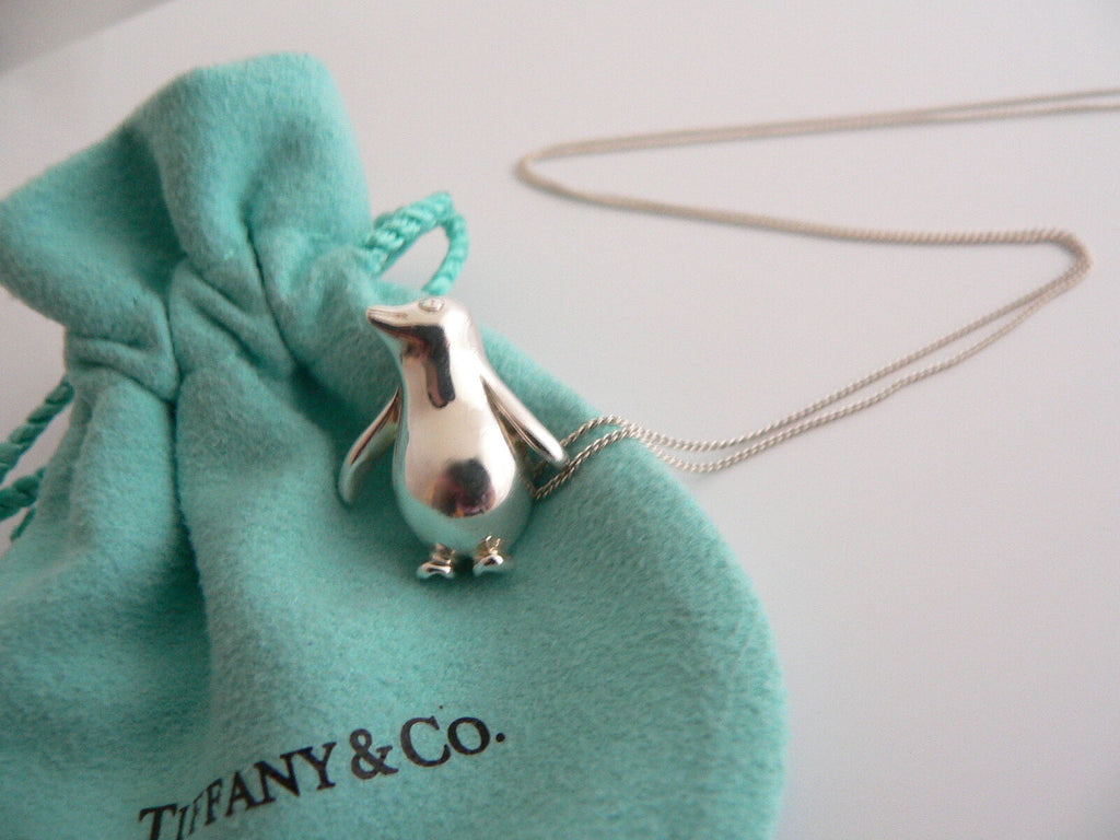 Tiffany & Co Silver Nature Penguin Bird Necklace Pendant Charm