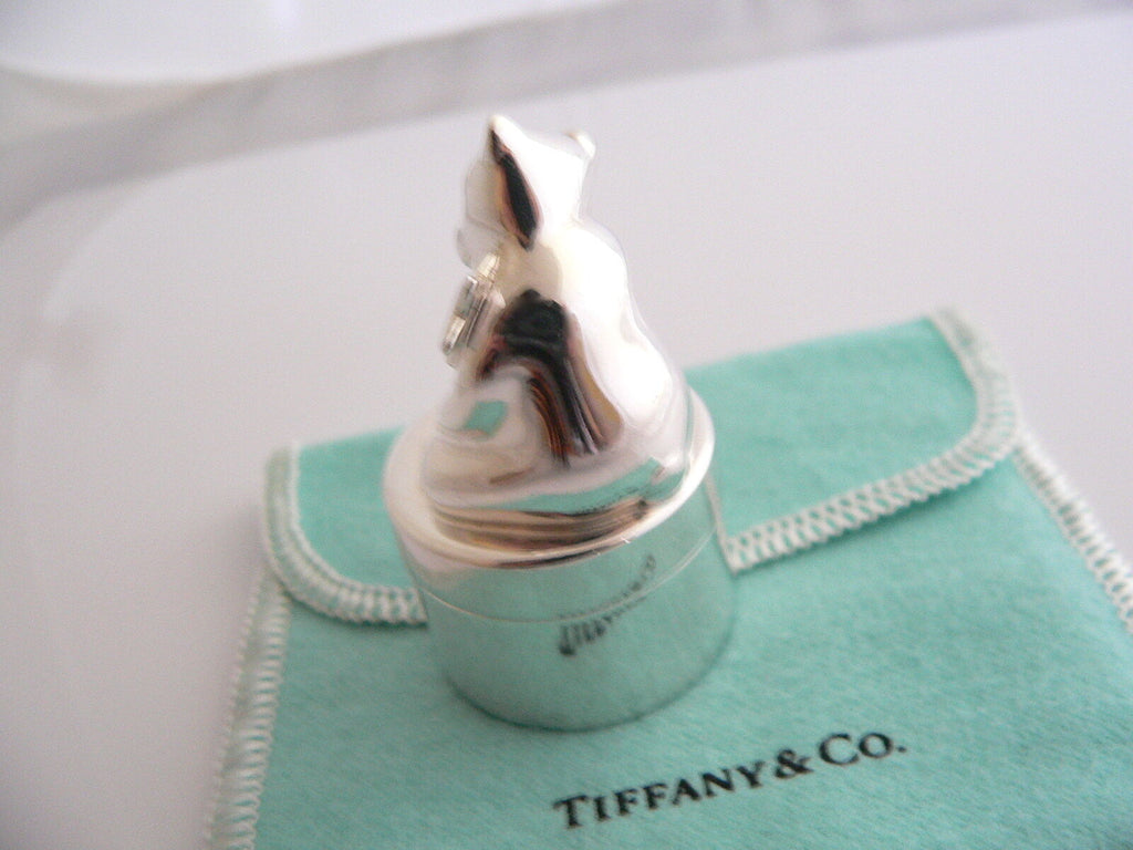 Tiffany & Co Silver Bear Tooth Fairy Pill Box Case Container Baby Child  Gift Art