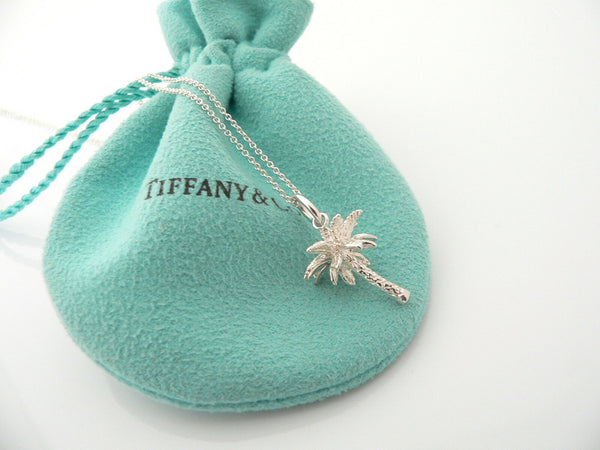 Tiffany & Co Silver Palm Tree Necklace Pendant Charm Nature Summer Gift Pouch