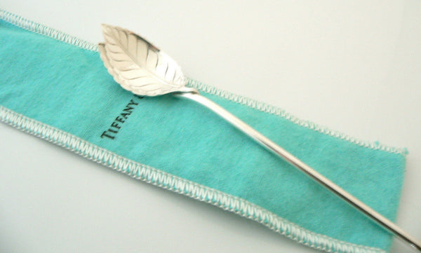 Tiffany & Co Leaf Mint Julep Iced Tea Spoon Straw Rare w/ Pouch Silver Gift Love