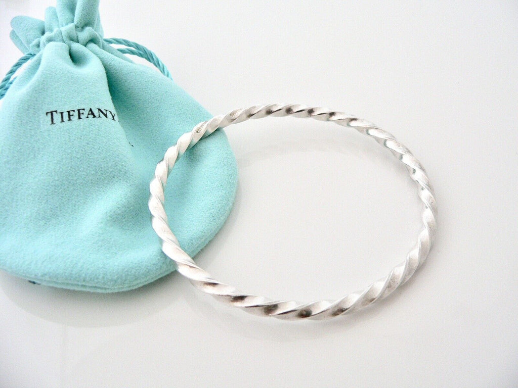 Tiffany & Co Twist Bangle Bracelet Twirl Excellent Silver Gift Pouch 