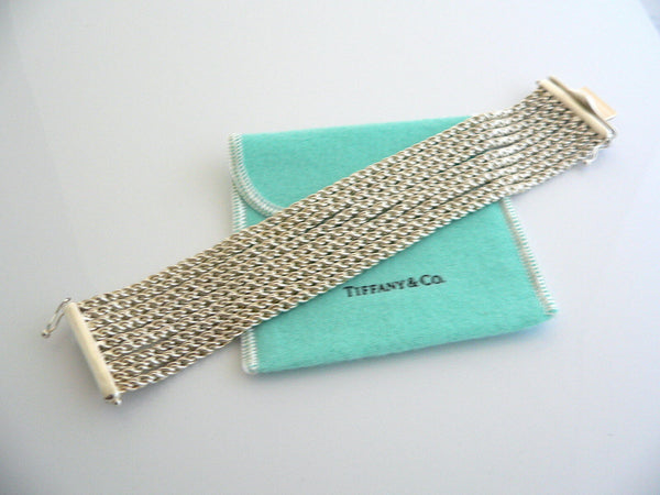 Tiffany & Co Silver 9 Nine Cable Rope Link Bracelet Bangle Gift Love Pouch