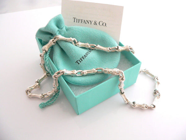 Tiffany & Co Silver Nature Bamboo Link Charm Necklace 19 Inch Chain Longer Gift