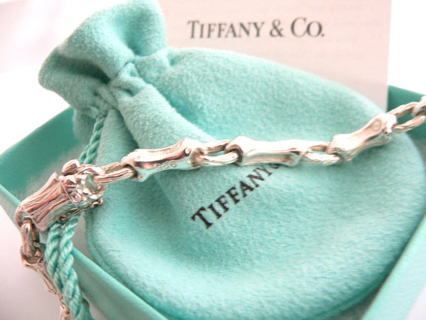 Tiffany & Co Silver Nature Bamboo Link Charm Necklace 19 Inch Chain Longer Gift